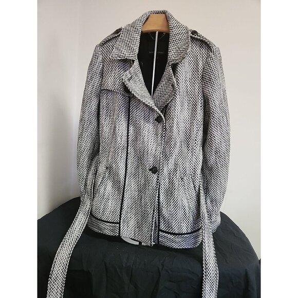 Banana Republic Black White Belted Peacoat Women's Size Medium - Picture 1 of 8